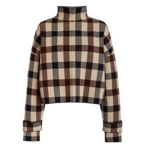 Victoria Beckham cropped plaid funnel neck sweater